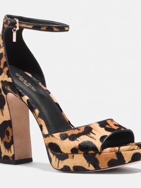 Leopard Print Platform Ankle-Strap Sandal - Women